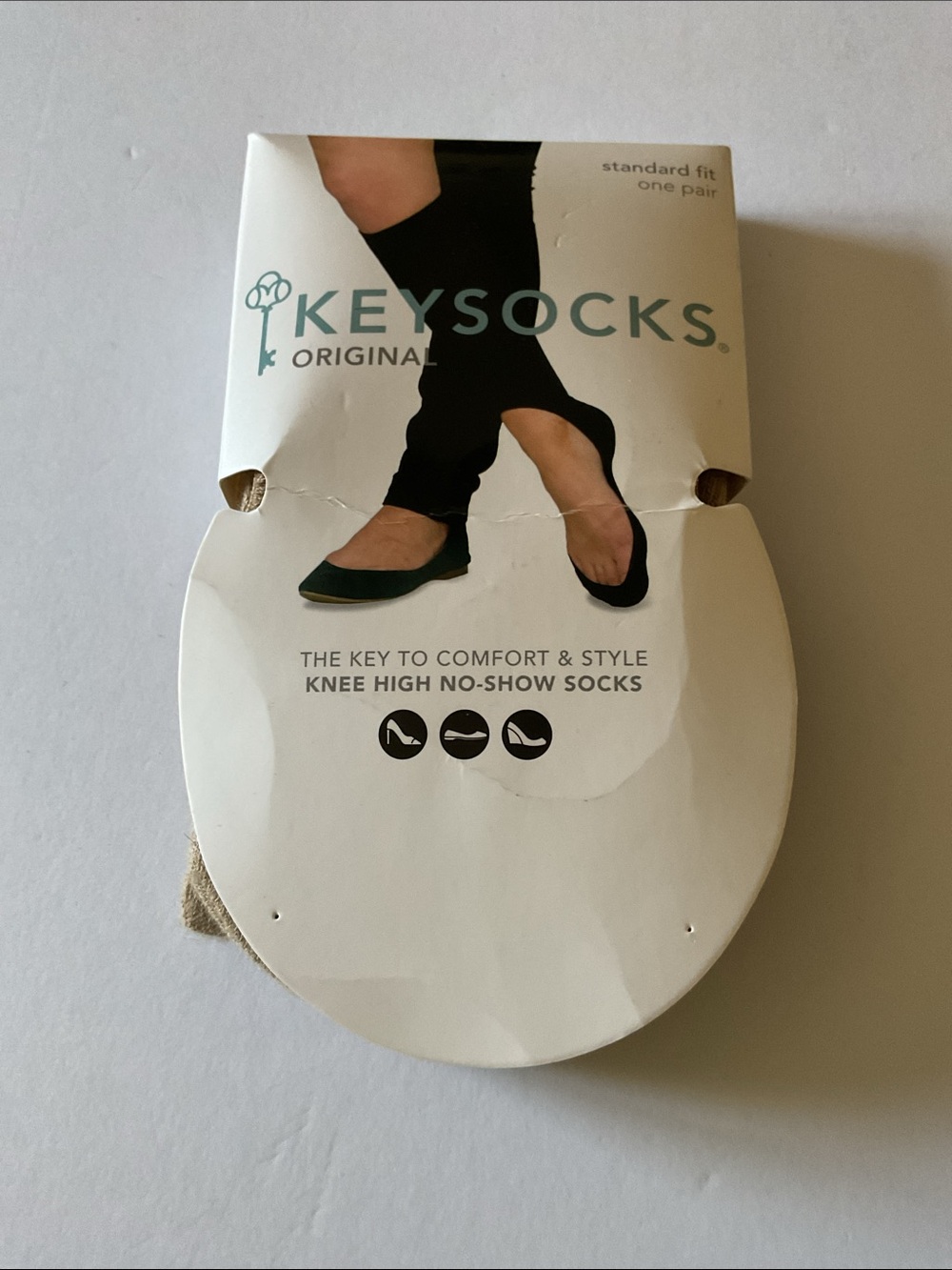 KEYSOCKS ORIGINAL CLASSIC KNEE HIGH NO-SHOW SOCKS NUDE ONE SIZE STANDARD FIT NWT